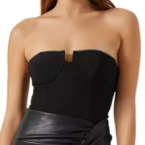 ASTR The Label S Rhinestone Embellished Strapless Chastine Bustier Bodysuit NWT